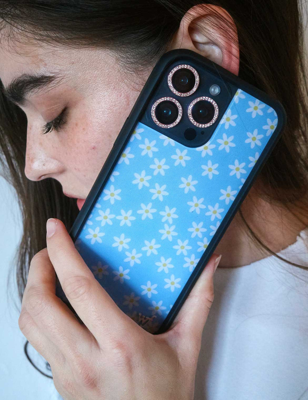 Blue Daisy Floral iPhone Case with Protective Rubber Bumper - Image 32