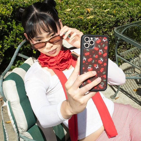 Chocolate Cherries iPhone Case with Pink Bow Details