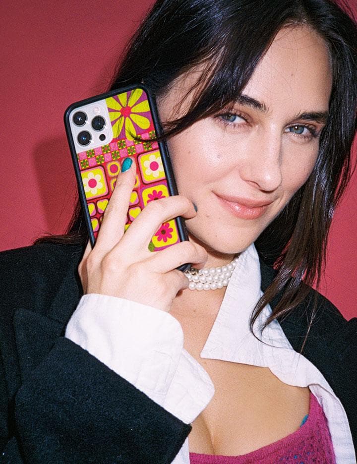 Flower Funk Retro Floral iPhone Case in Pink and Green - Image 7