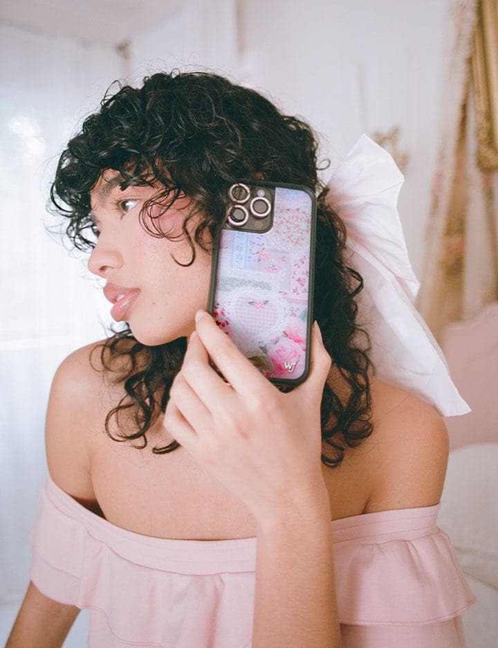 Frilly Floral iPhone Case with Patchwork Hearts and Pointelle