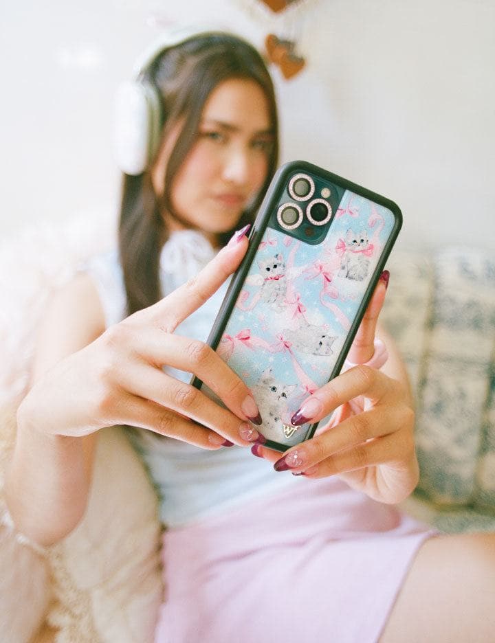 Kitten Around iPhone Case with Pink Bows and Feline Print - Image 28