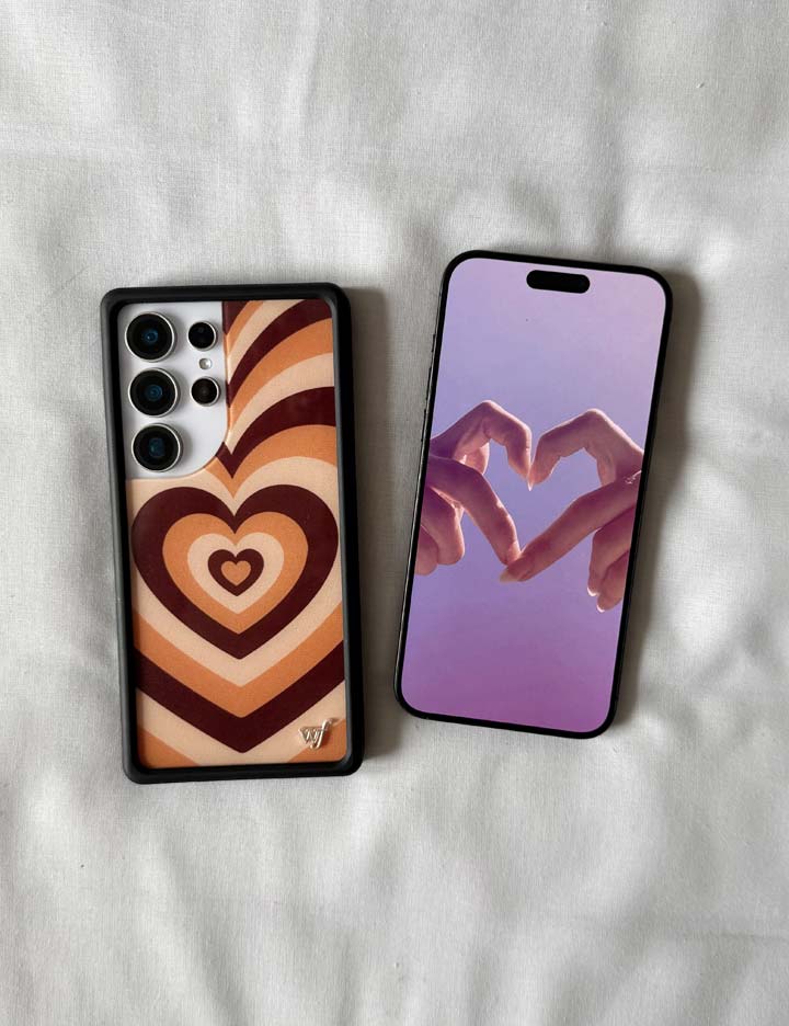 Latte Love Mocha Heart Print Samsung Galaxy Phone Case - Image 9