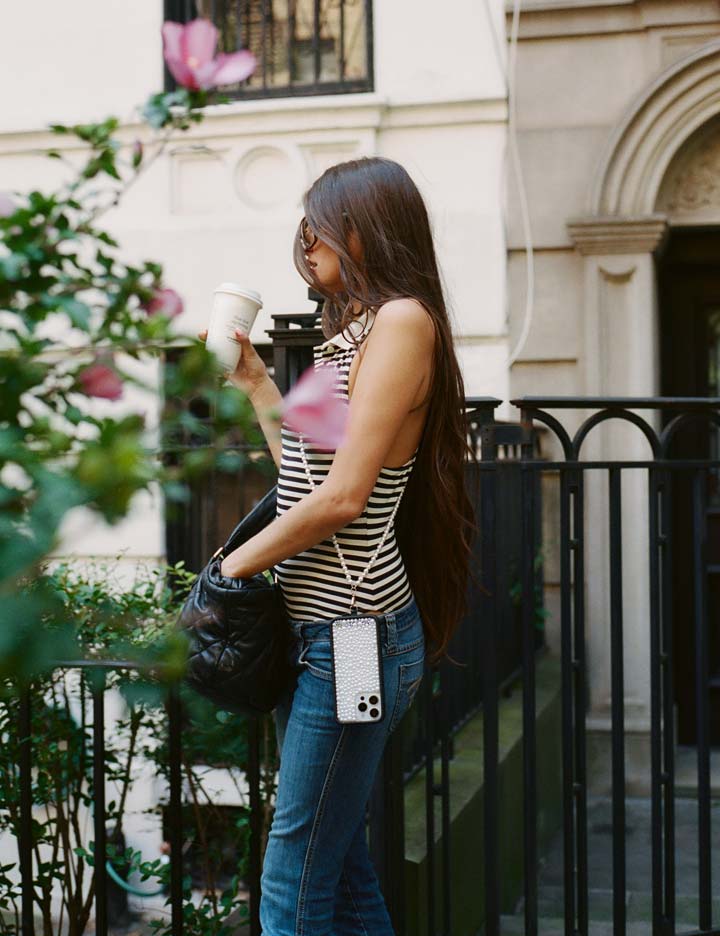 Pearl Crossbody Phone Strap in White - Image 2