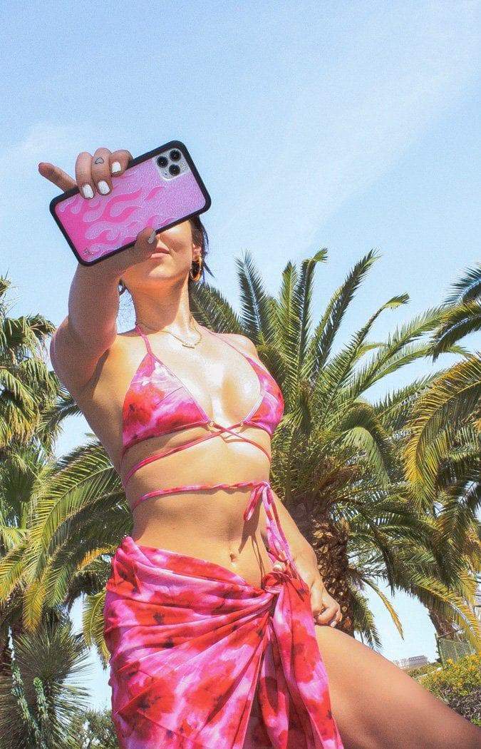 Pink Flames Graphic iPhone Case with Protective Bumper
