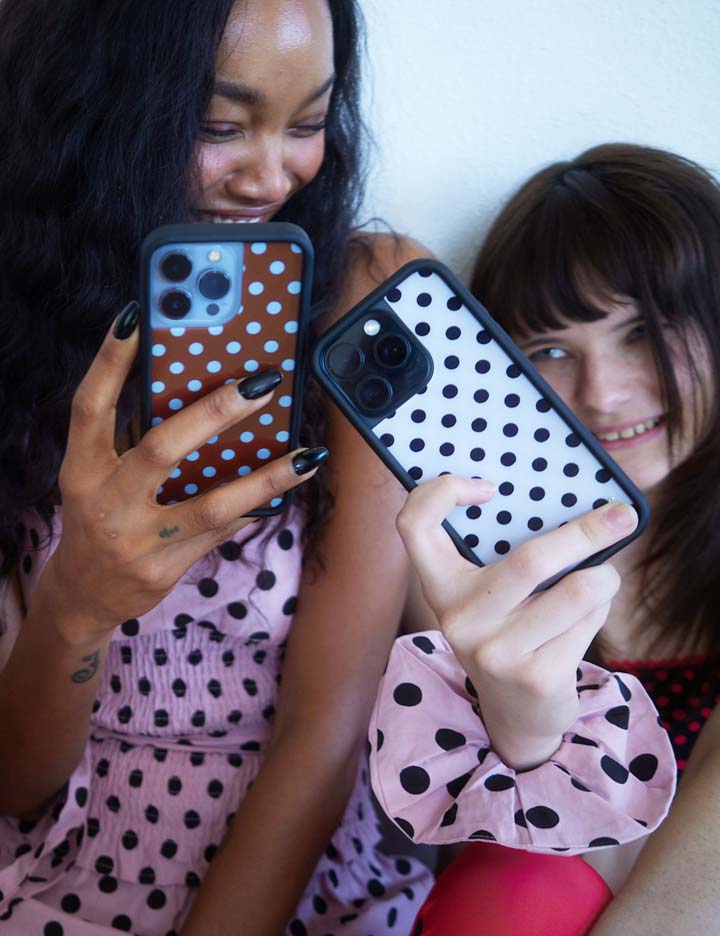 Brown and Blue Polka Dot iPhone Case for Retro Aesthetic - Image 44