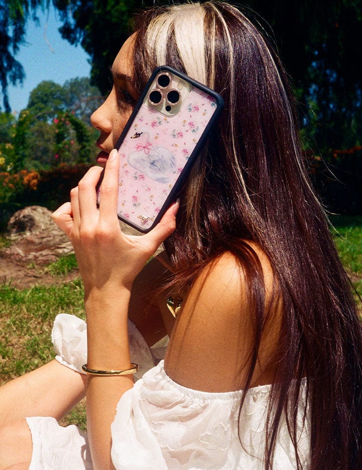 Sweet Swan iPhone Case in Baby Pink with Dainty Floral Print - Image 29