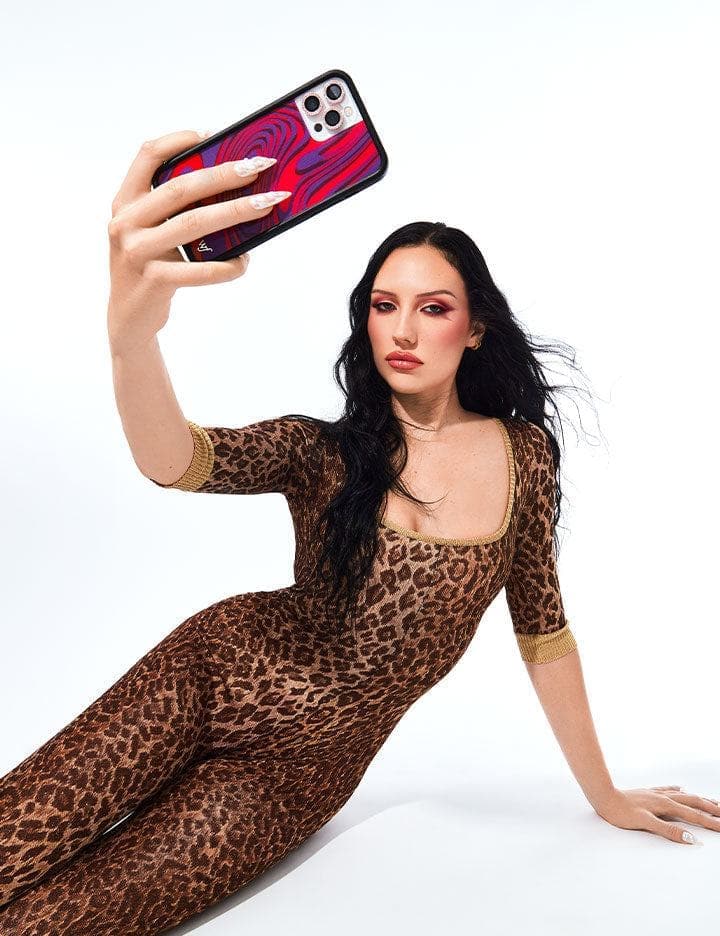 Swerve iPhone Case with Purple and Red Warp Print