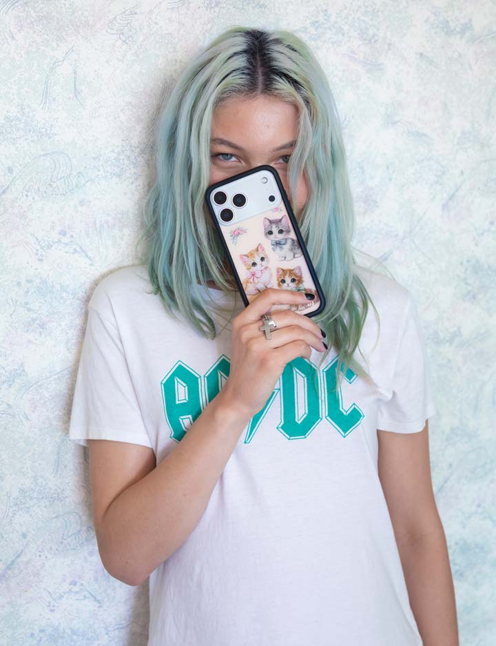 Vintage Kittens iPhone Case Floral White Animal Print