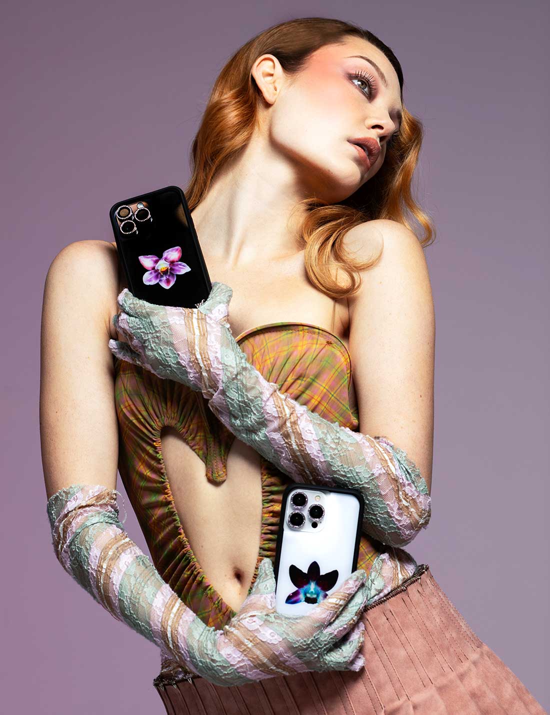 Orchid White iPhone Case with Purple Floral Design - Image 36