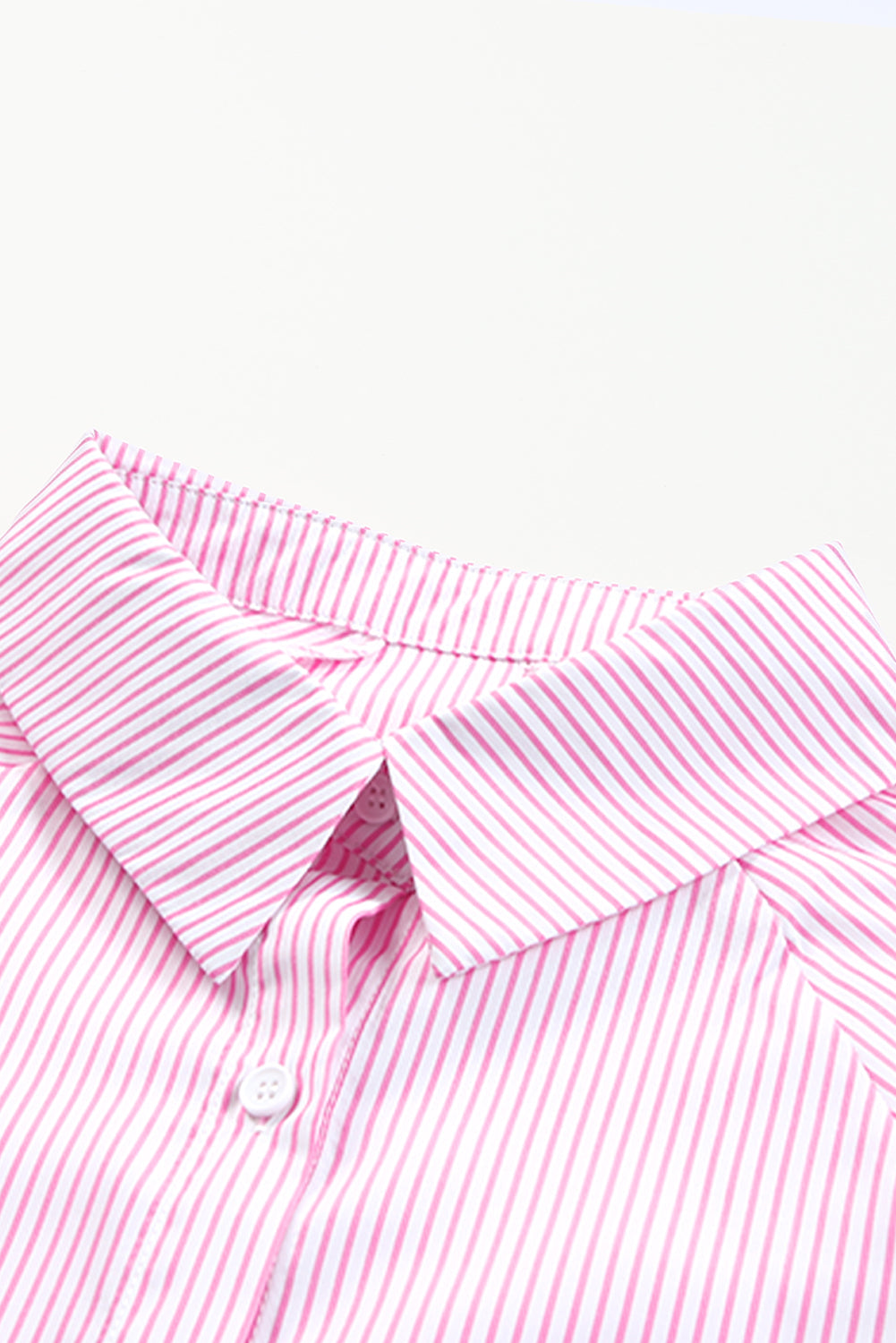 Stripe Smocked Long Sleeve Button-Up Shirt