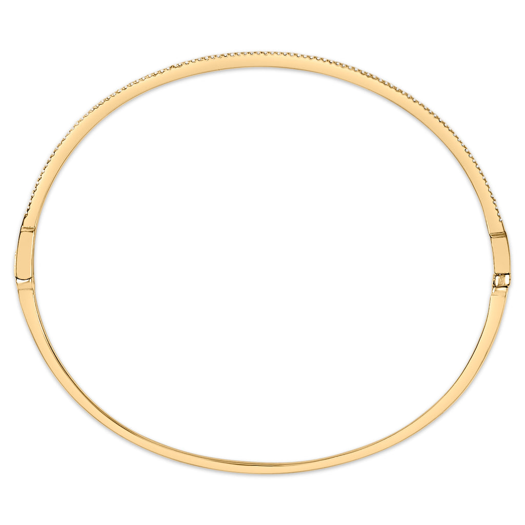 14K Yellow Gold 1/3 Cttw Diamond Half Eternity Bangle Bracelet (I-J Color, I2-I3 Clarity) - 7.75" Inches