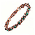 Retro Red Copper Magnetic Therapy Bracelet With Crystals Unisex