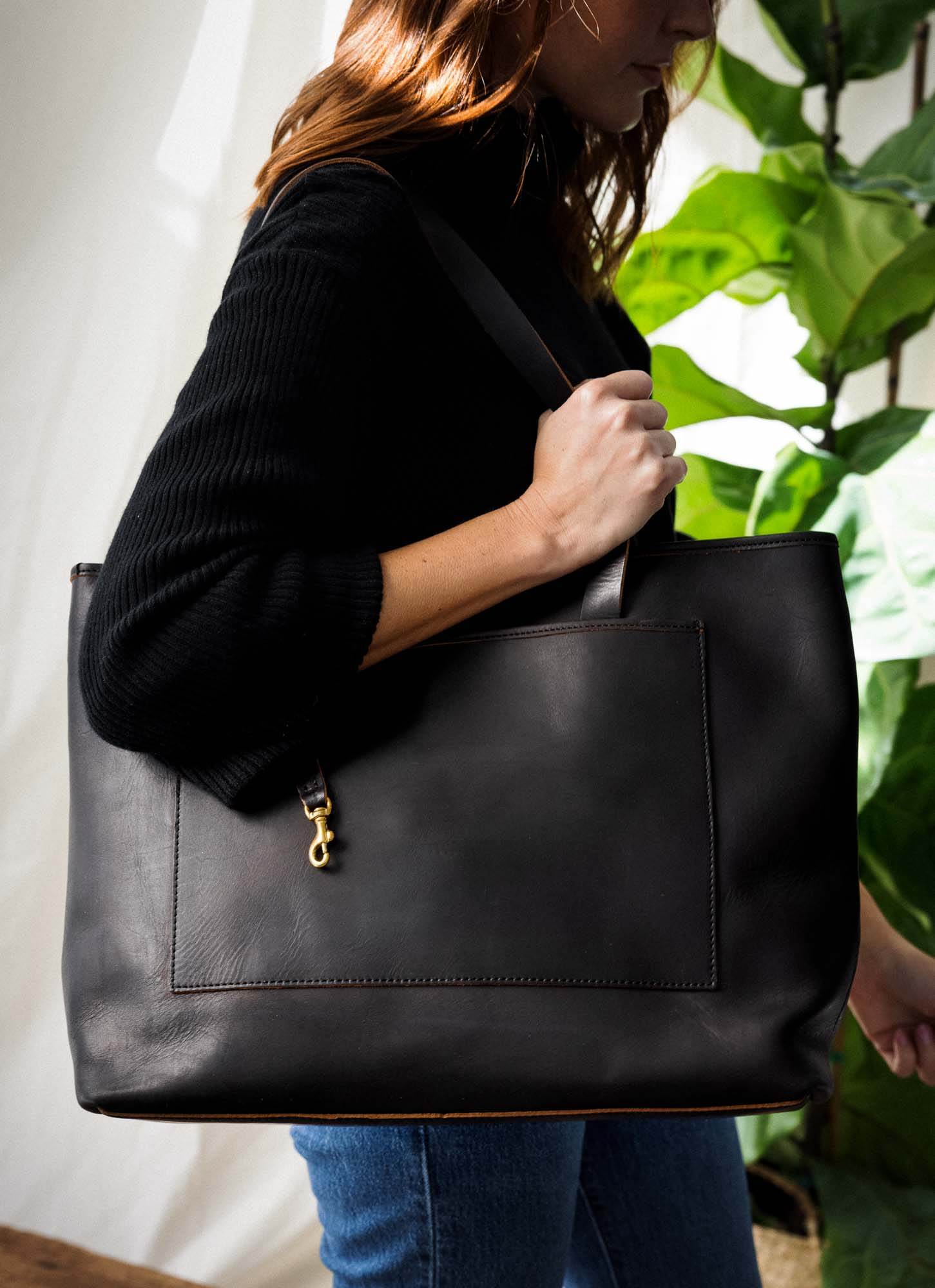 Oversized Leather Tote Bag for Work or Travel