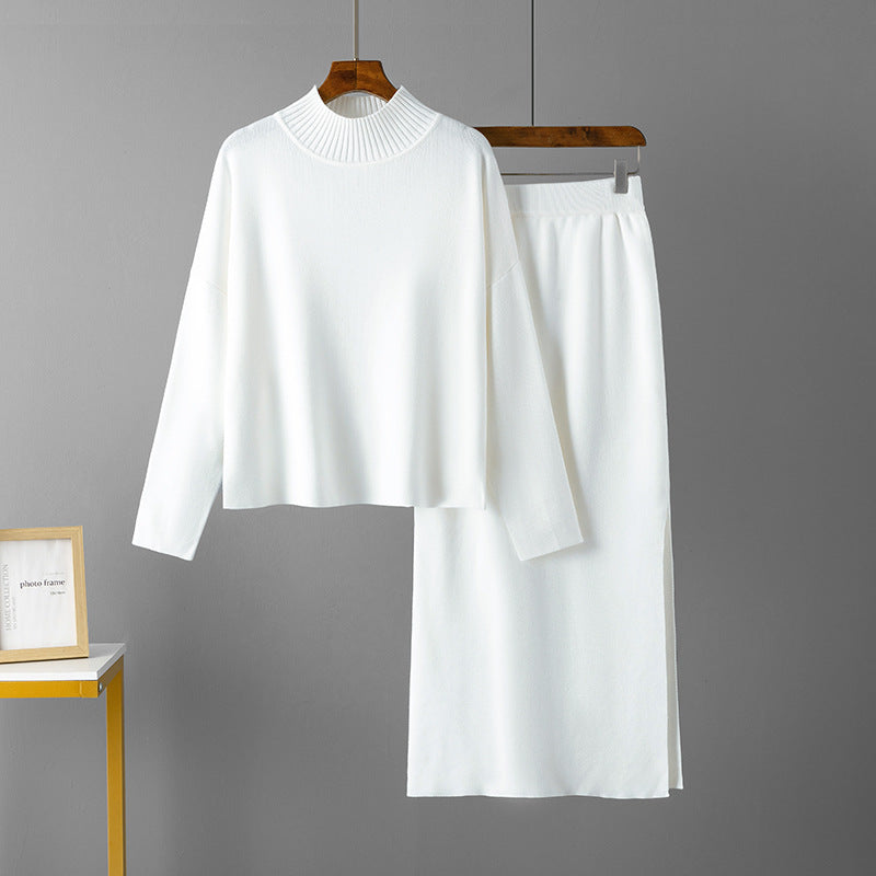 Women's Chic Two-Piece Cotton Sweater Set Long Sleeve Lounge Wear
