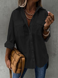 Women's Long Sleeve Button Down Shirt with Pocket Detail - Image 9