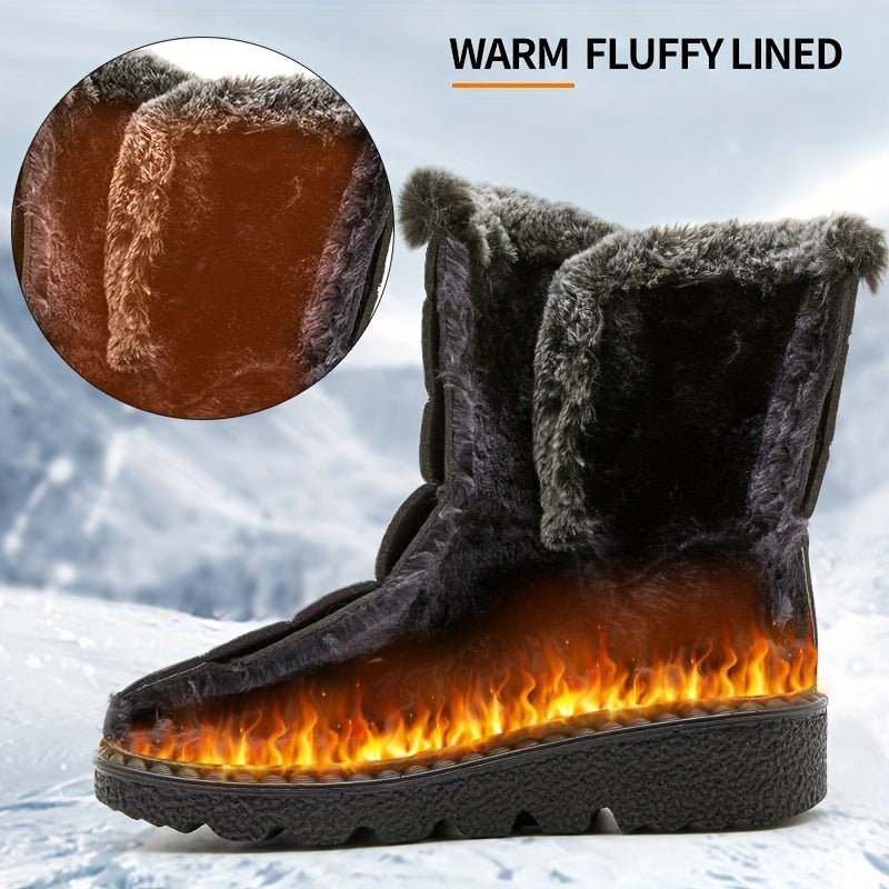 Women's Navy Quilted Platform Snow Boots with Warm Plush Lining - Image 2