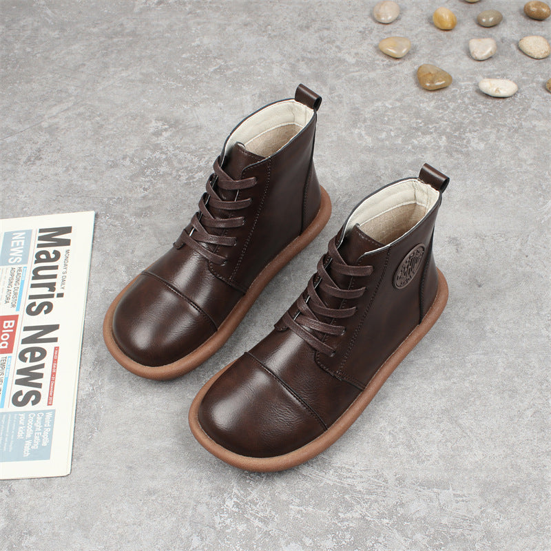 Women's Wool-Lined Lace-Up Flat Ankle Boots