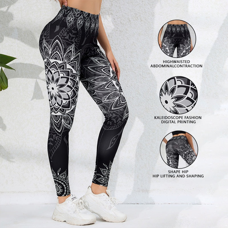 Watercolor Print High-Waist Butt-Lifting Yoga Leggings