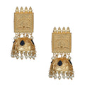 Traditional 4.5cm matte gold brass jhumka earrings with detailed metalwork