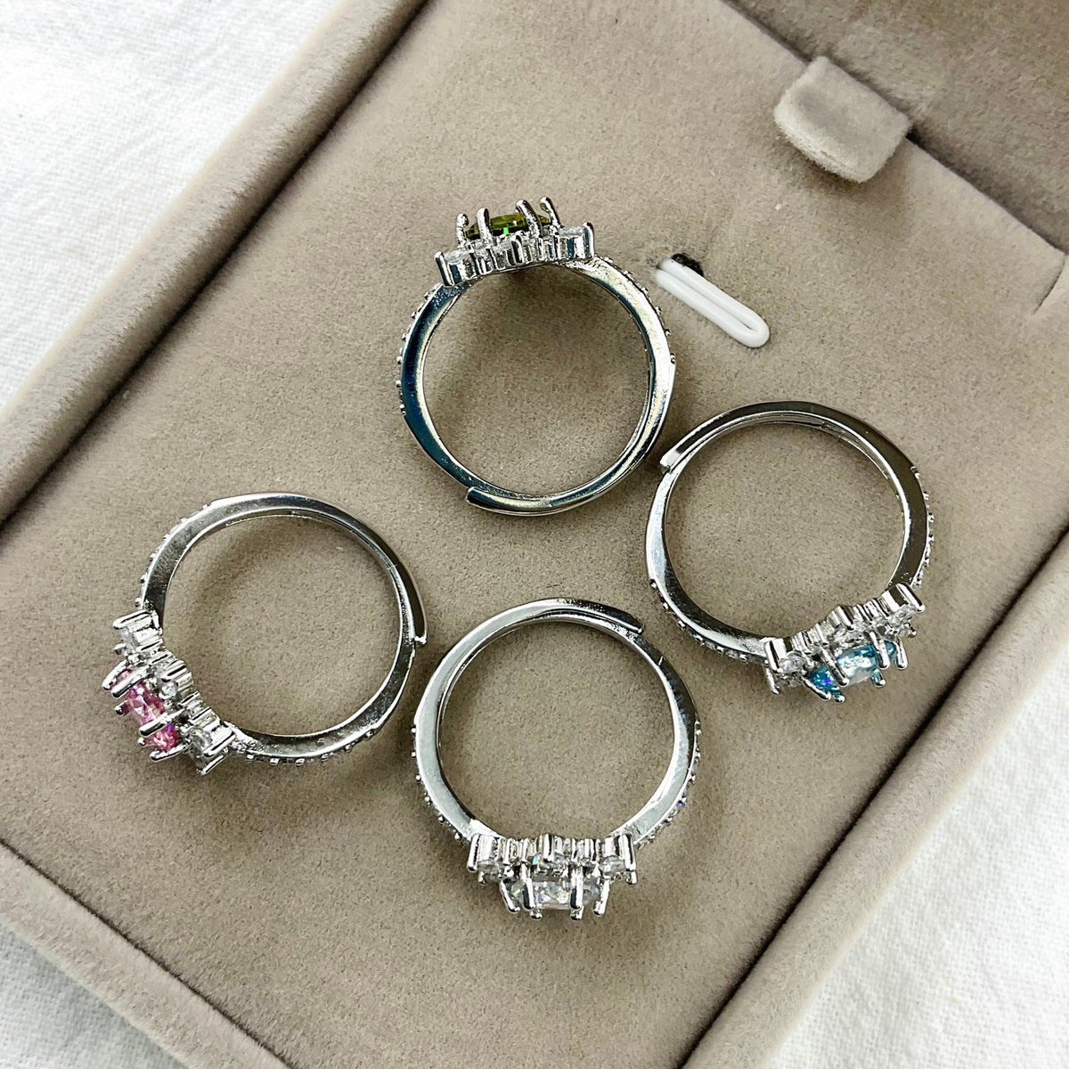 Colorful Zircon Snowflake Ring For Women Adjustable Personalized