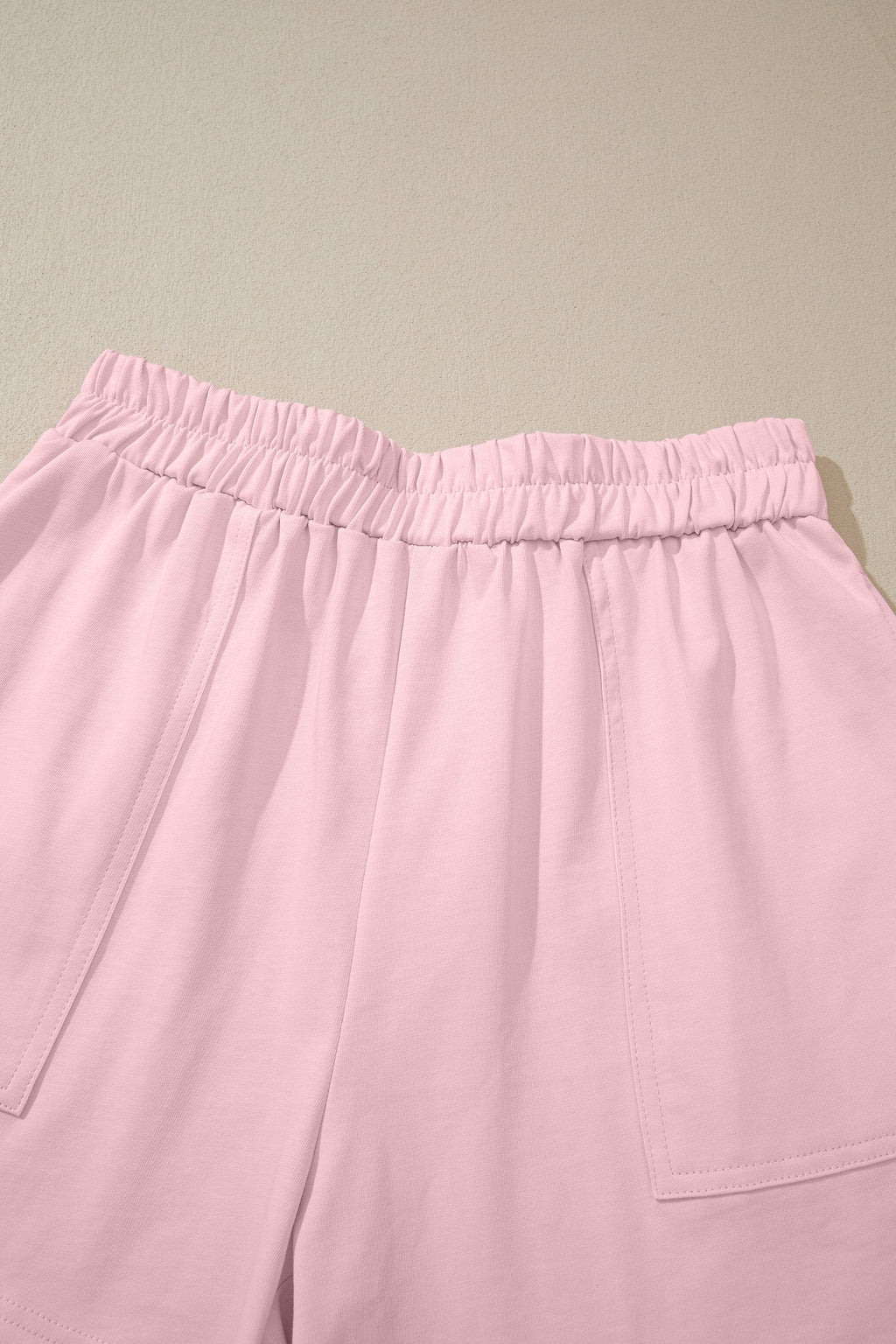 Solid Stitched Tank Top and Elastic Waist Shorts Set