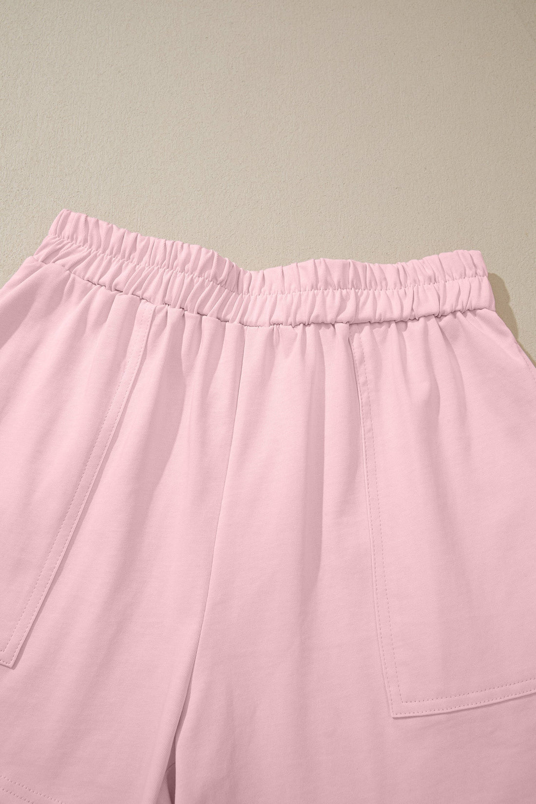 Solid Stitched Tank Top and Elastic Waist Shorts Set