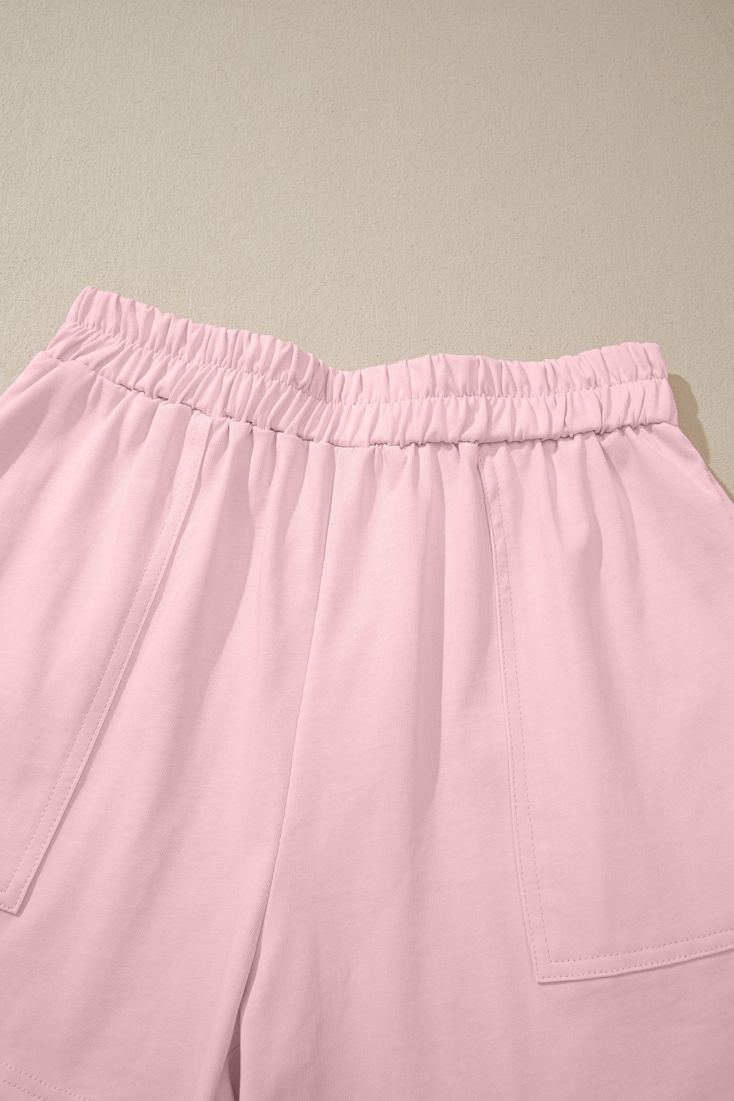 Solid Stitched Tank Top and Elastic Waist Shorts Set