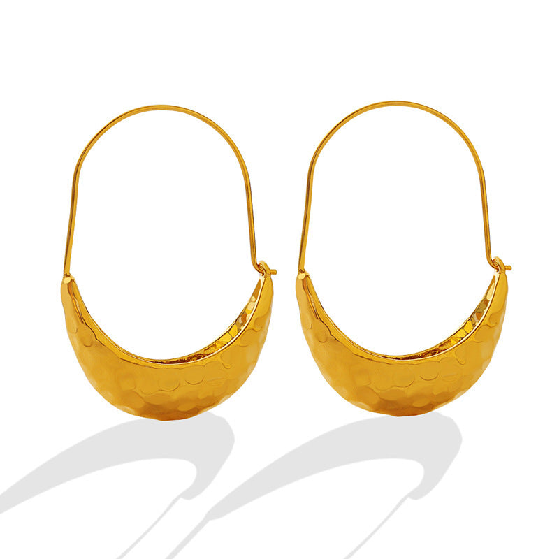 Modern Gold Boat-Shaped Embossed Drop Earrings for Women