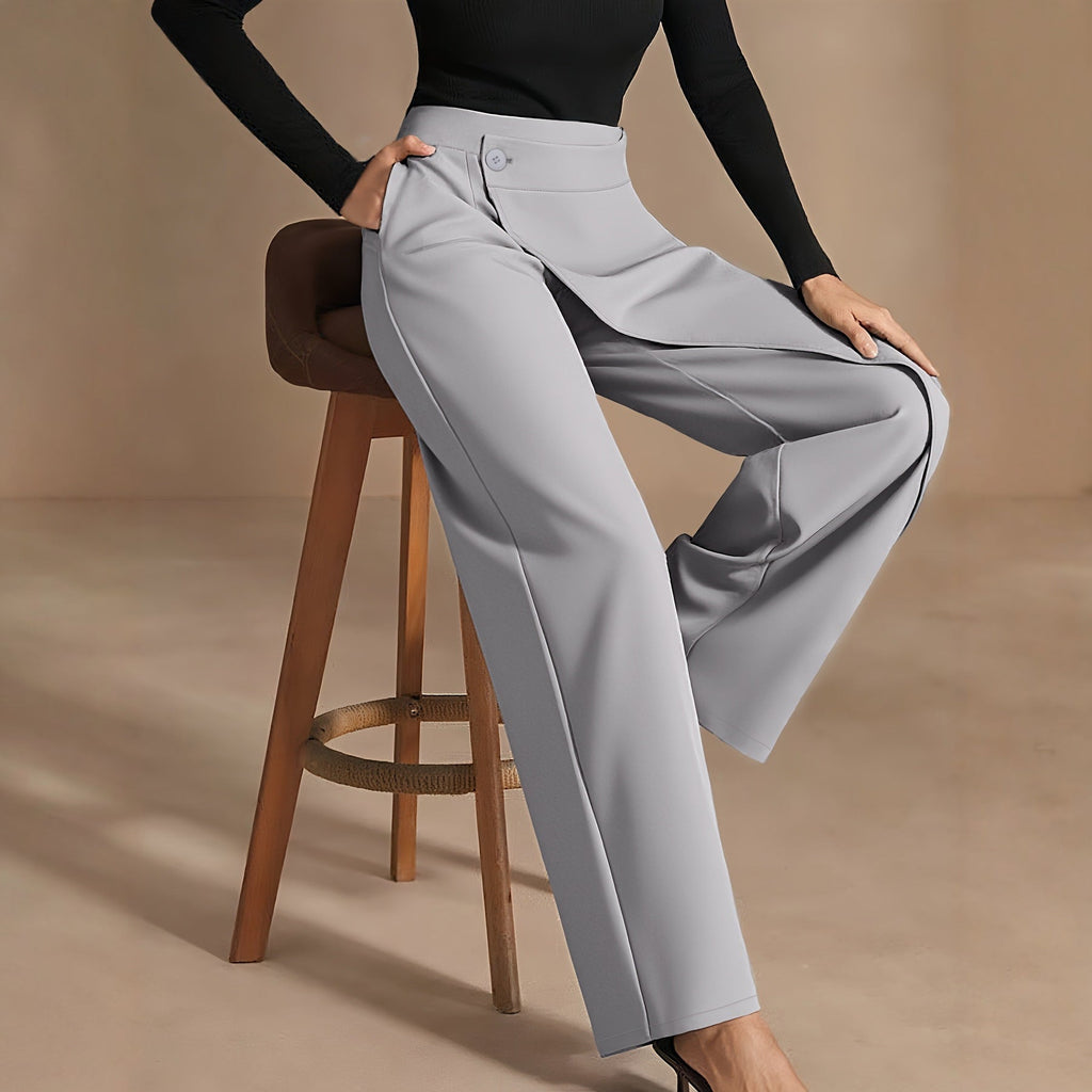 Women's Patchwork Wide-Leg Straight Suit Pants