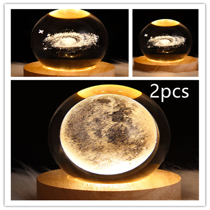 3D Galaxy Crystal Ball LED Night Light Planet Lamp Home Decor