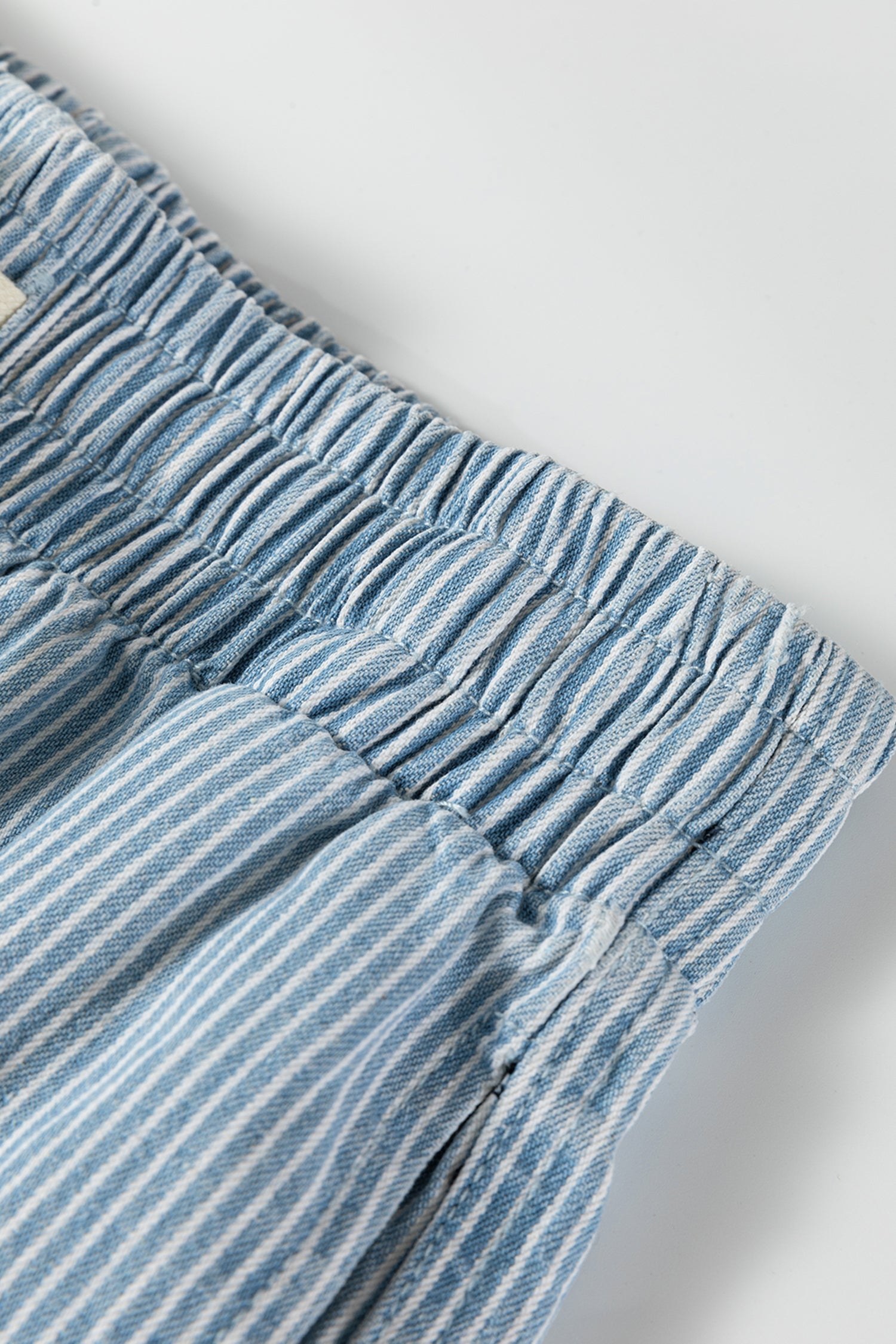 Stripe Drawstring Elastic Waist Casual Denim Shorts