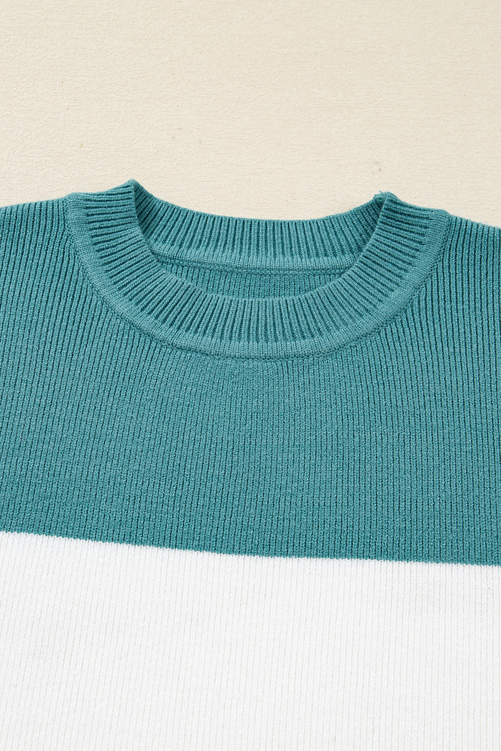 Colorblock Ribbed Knit Long Sleeve Sweater