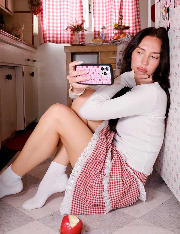 An Apple a Day iPhone Case with Pink Gingham and Floral Print - Image 34