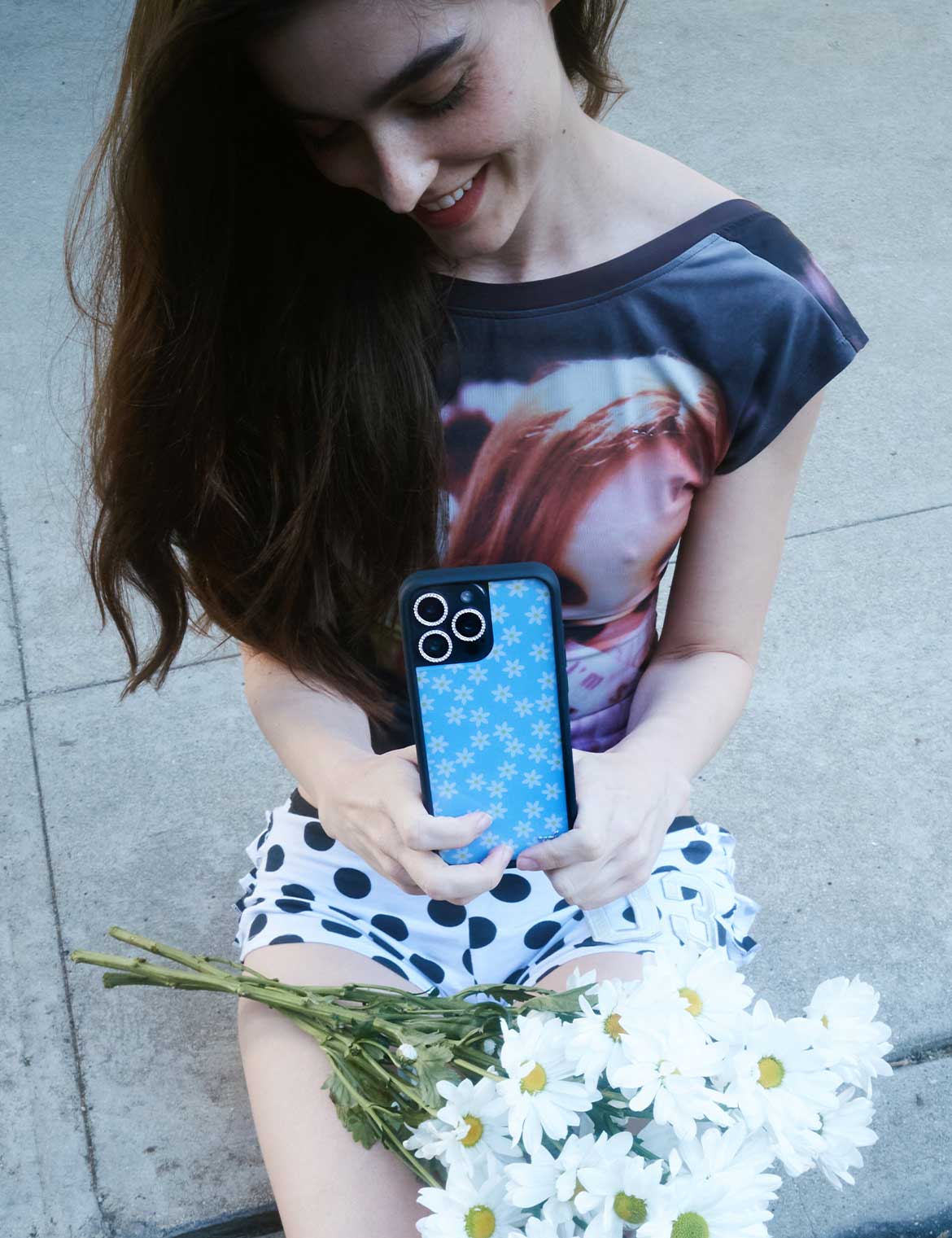 Blue Daisy Floral iPhone Case with Protective Rubber Bumper - Image 31