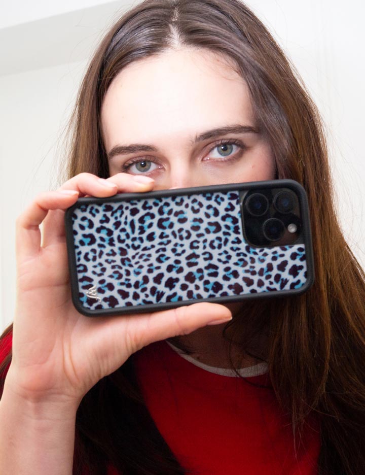 Meow Blue Leopard Print iPhone Case with Protective Finish - Image 45