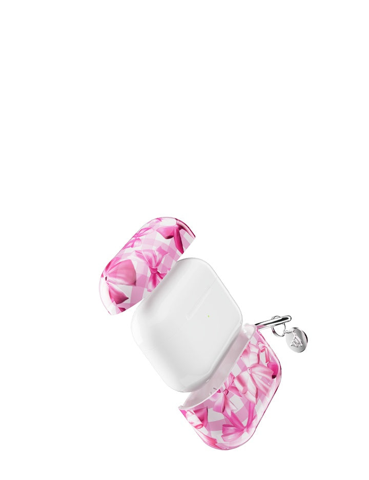 Bow Beau Airpods Pro Case Pink Gingham Print Protective Cover