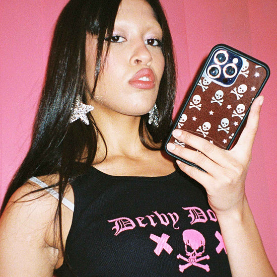 Cross Bones iPhone Case Hazelnut Brown Skull Print Protective - Image 25