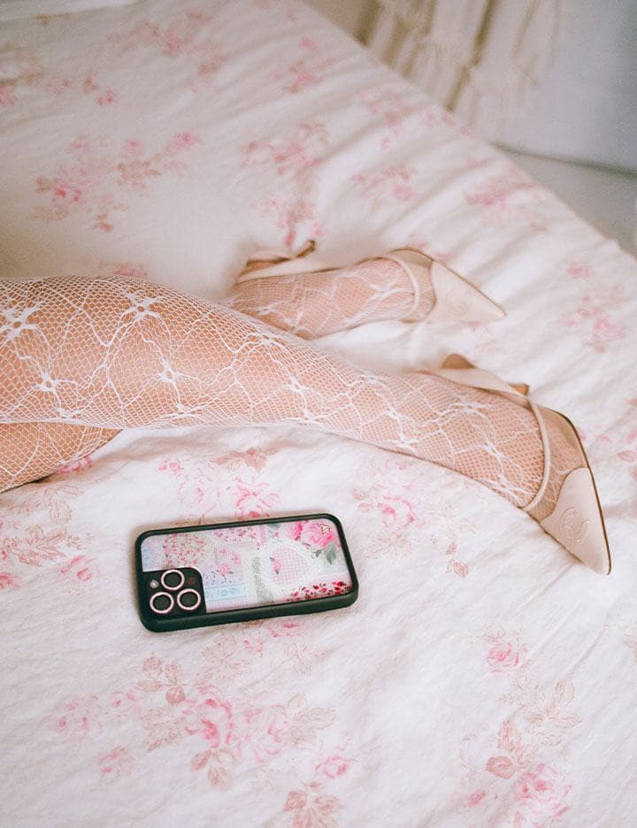 Frilly Floral iPhone Case with Patchwork Hearts and Pointelle