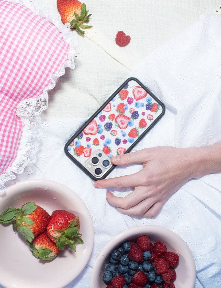 Fruit Tart iPhone Case with Heart Strawberries and Blueberries