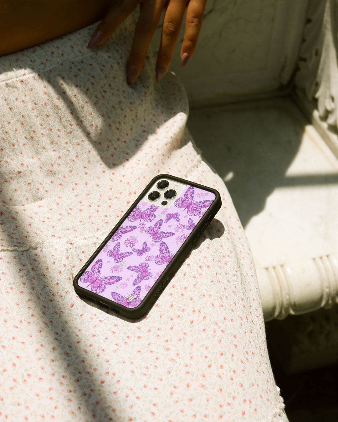 Lavender Butterfly Print iPhone Case with Protective Bumper