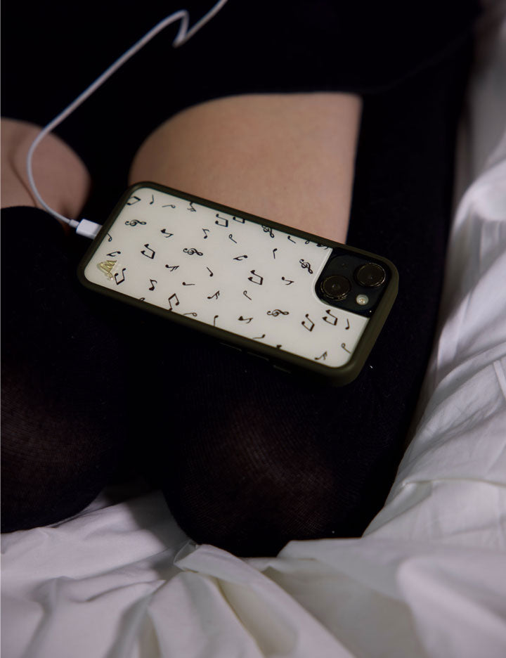 Love Notes iPhone Case with Black Rubber Bumper and Music Print - Image 45