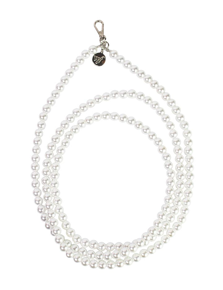 Pearl Crossbody Phone Strap in White - Image 3