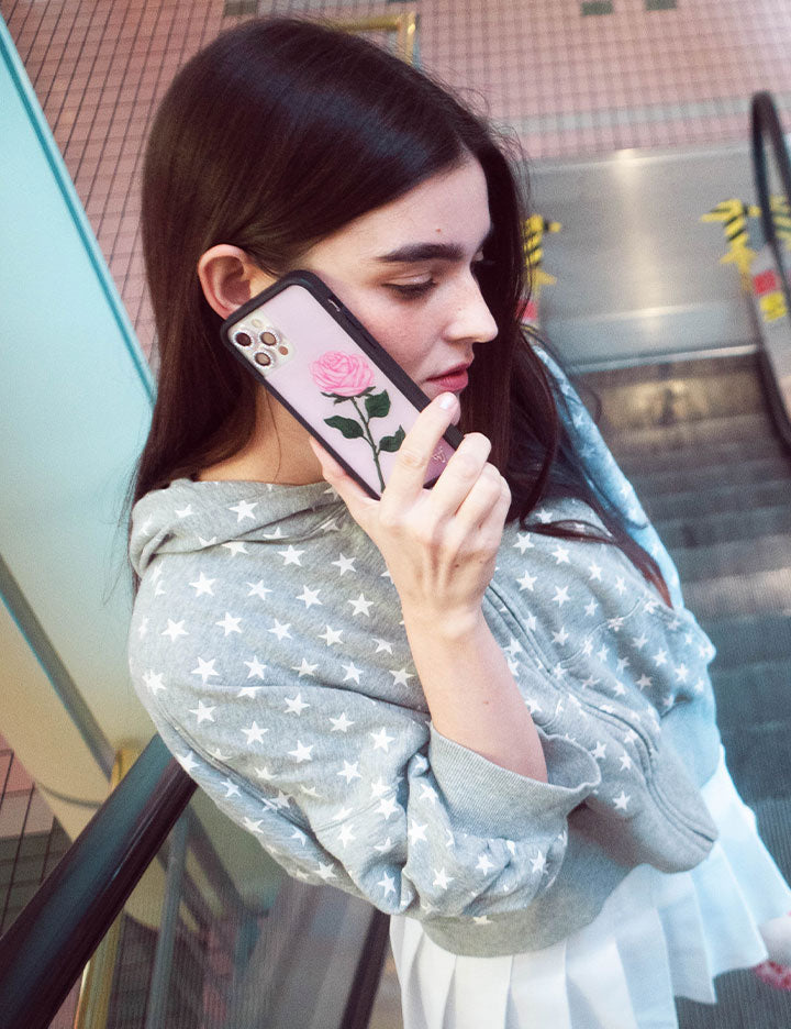 Pink Rose iPhone Case with Protective Black Rubber Bumper
