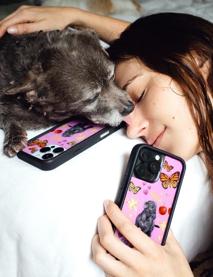 Puppy Love Pink Graphic iPhone Case with Black Bumper - Image 39