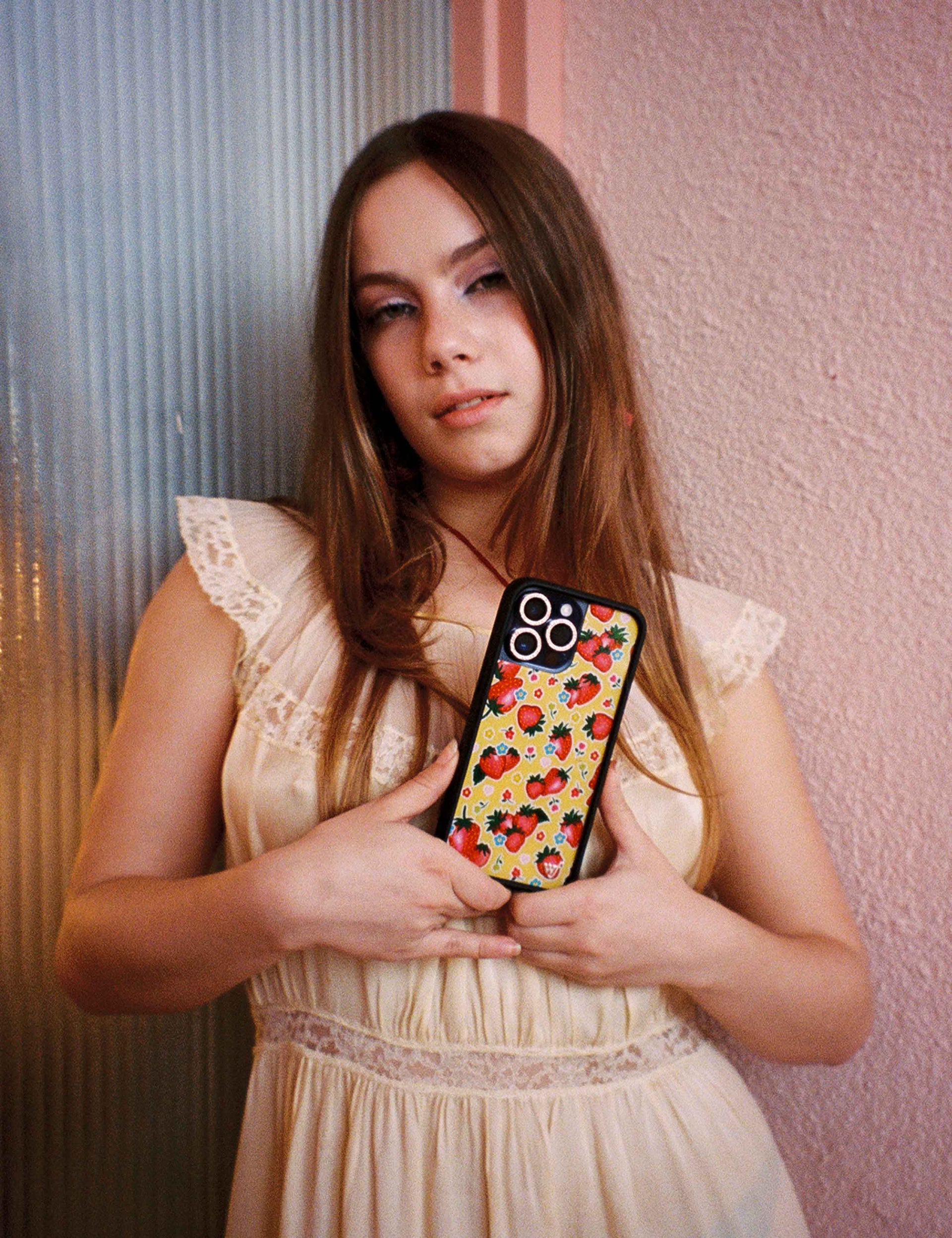Sweet Berries Strawberry Print iPhone Case with Floral Details - Image 26