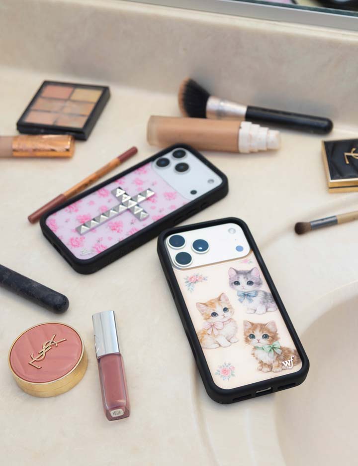 Vintage Kittens iPhone Case Floral White Animal Print