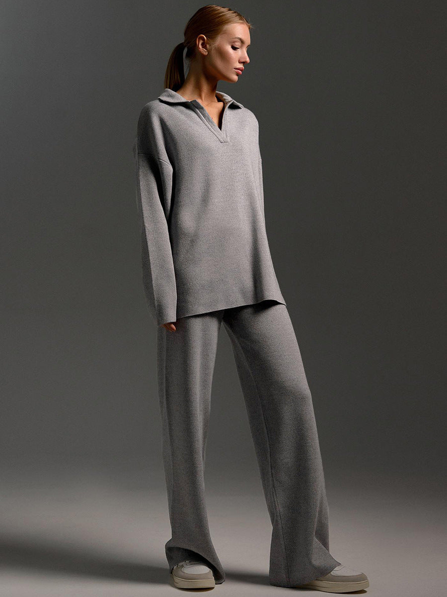Women’s Two-Piece Set Loose Collar Sweater and Coordinating Pants - Image 9