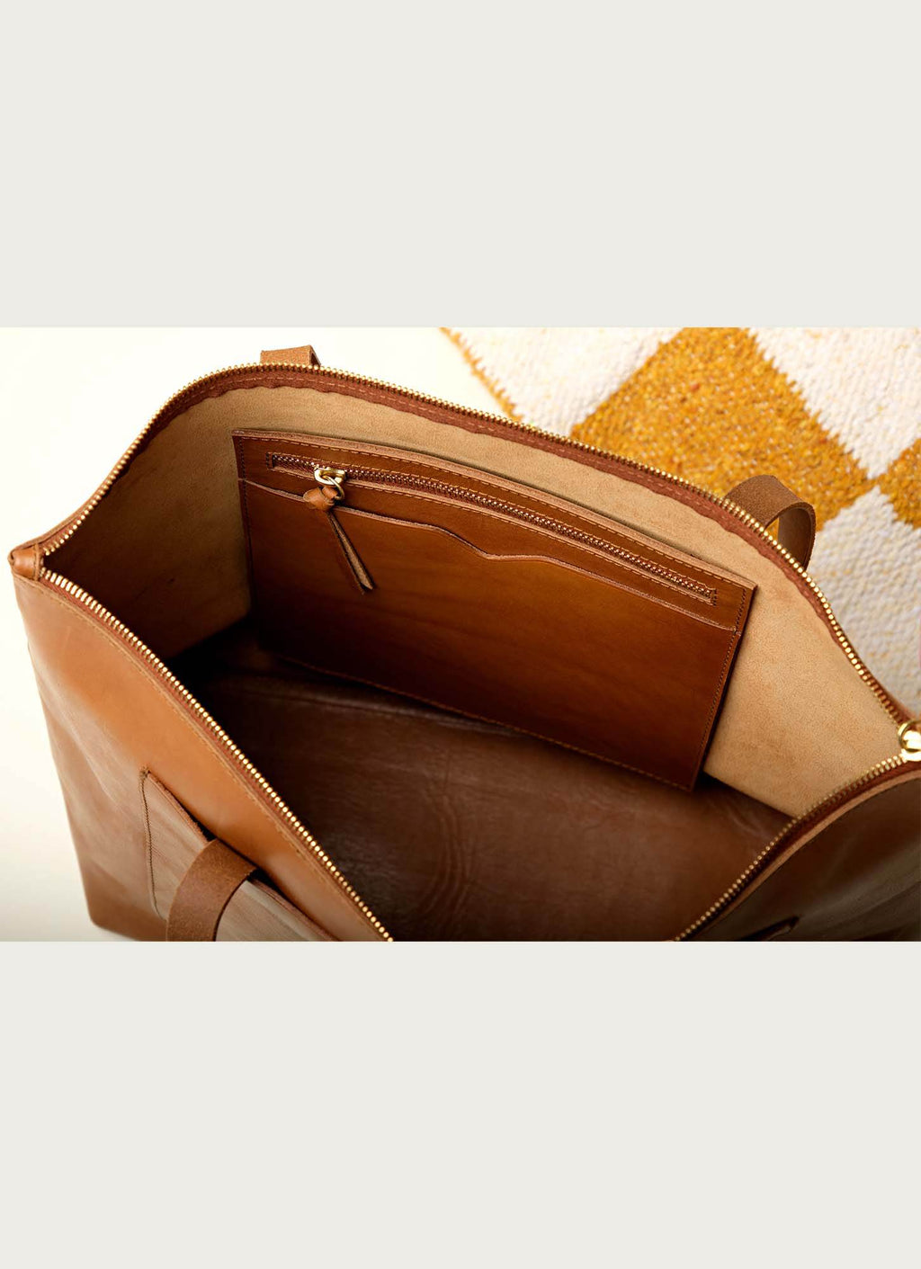 Leather Zipper Tote Bag in Black, Tan, Olive, Chocolate, Red