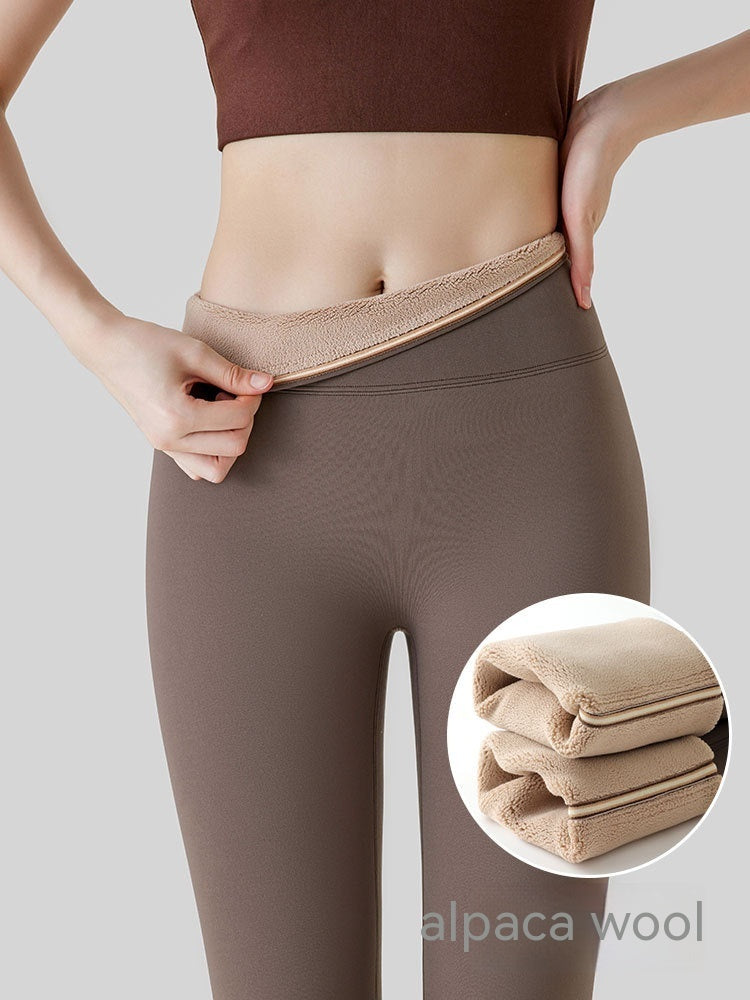 Women's High-Waist Fleece-Lined Leggings Hip-Lift Thermal Pants - Image 4