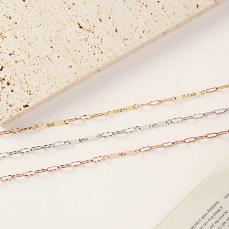 Personalized Paper Clip Chain Name Necklace Minimalist Jewelry